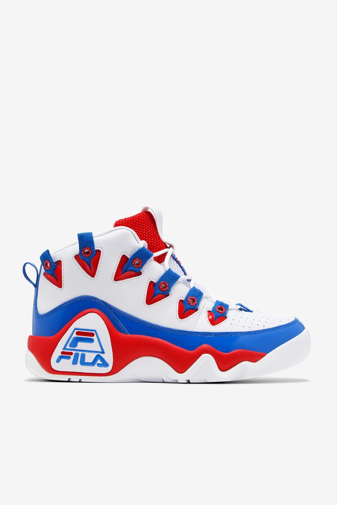 Fila Trainers Mens White/Red/Blue Grant Hill 1 - Ireland 78214-UNRF